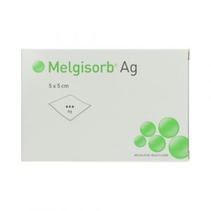 Melgisorb Ag alginaatverband, 5 x 5 cm, 10 x 1 stuk